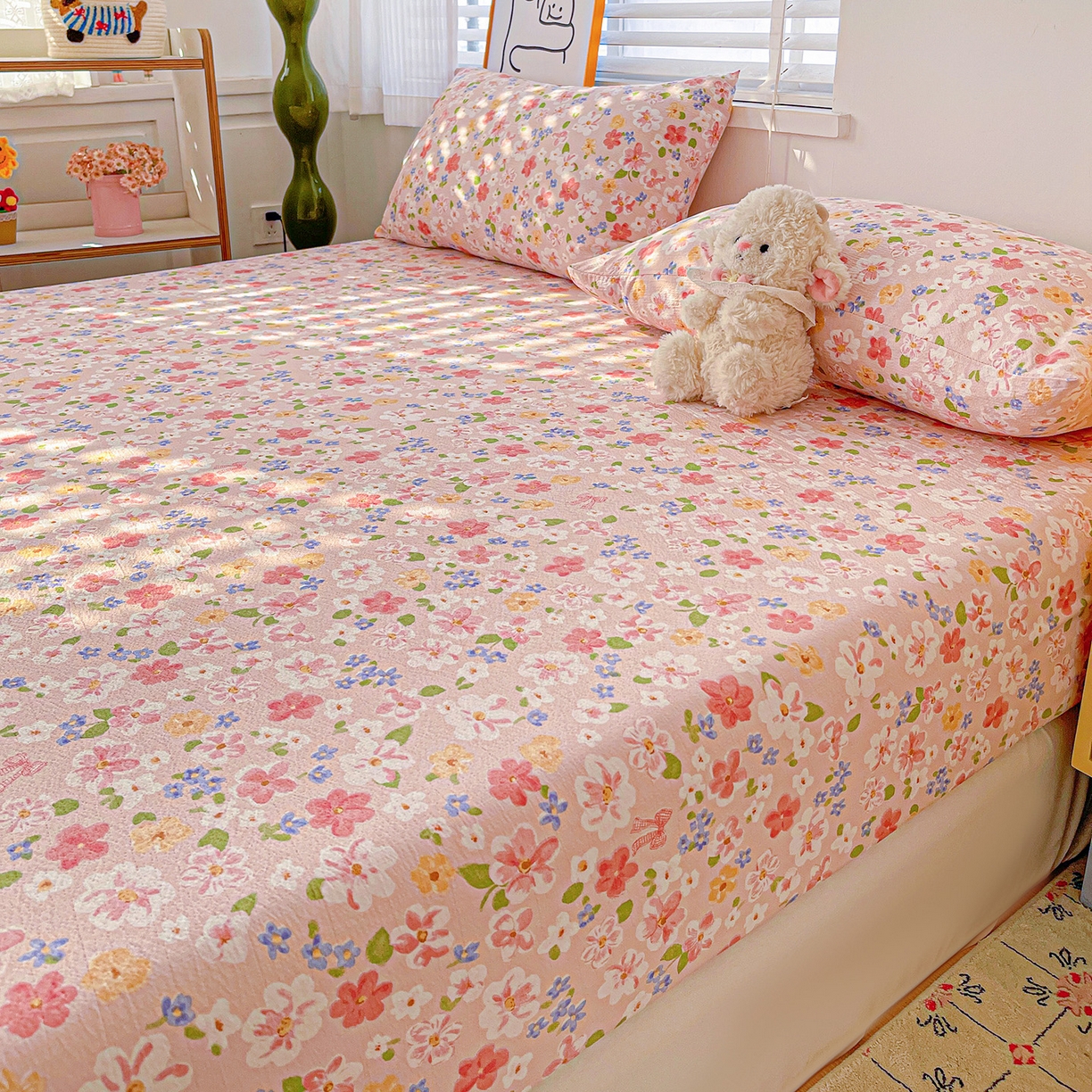 91家纺网 家纺一手货源 找家纺 仟人梦 2026新款云感双层纱印花单床笠床笠单件 云之瑶