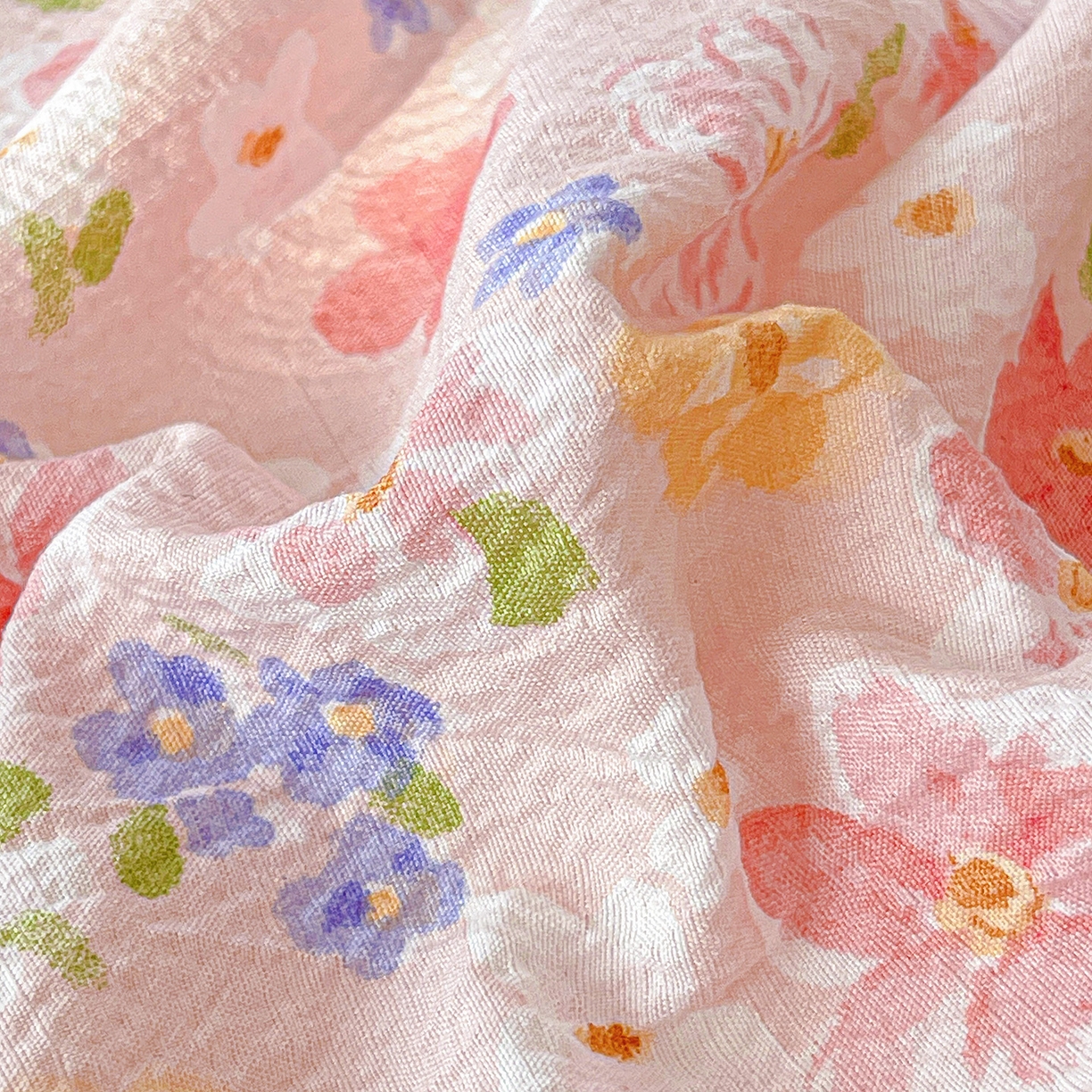 91家纺网 家纺一手货源 找家纺 仟人梦 2026新款云感双层纱印花单床笠床笠单件 云之瑶