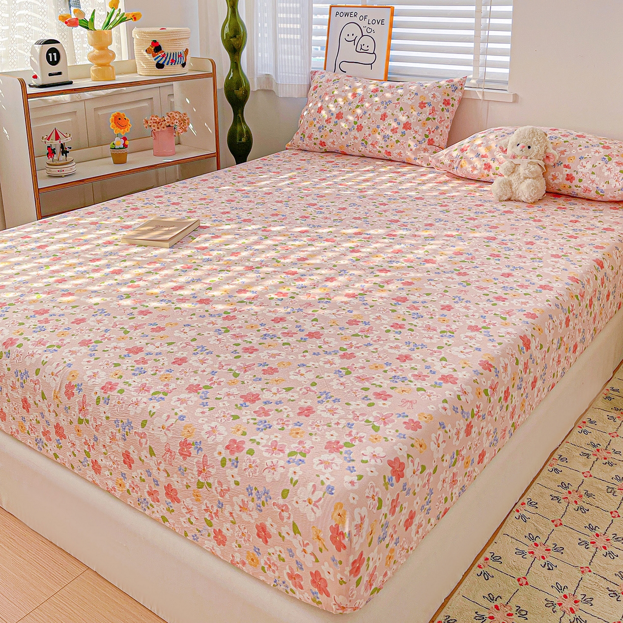 91家纺网 家纺一手货源 找家纺 仟人梦 2026新款云感双层纱印花单床笠床笠单件 云之瑶