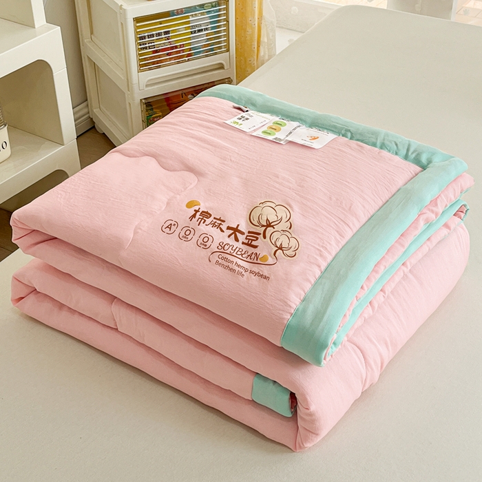 91家纺网 家纺一手货源 找家纺 （总）默忆 2026新款A类双层纱水洗棉麻大豆夏被被子被芯