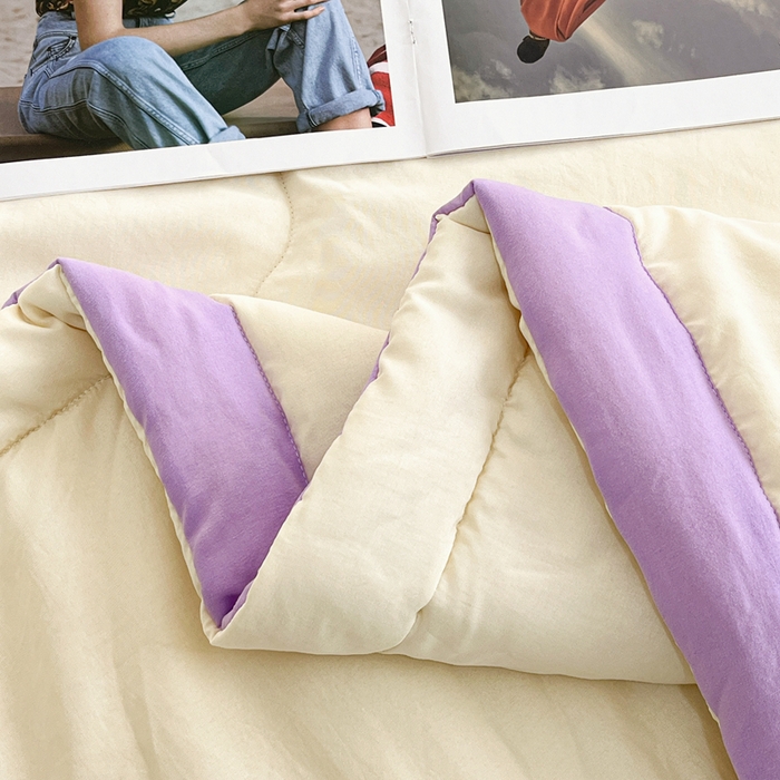 91家纺网 家纺一手货源 找家纺 默忆 2026新款A类双层纱水洗棉麻大豆夏被被子被芯 金米黄