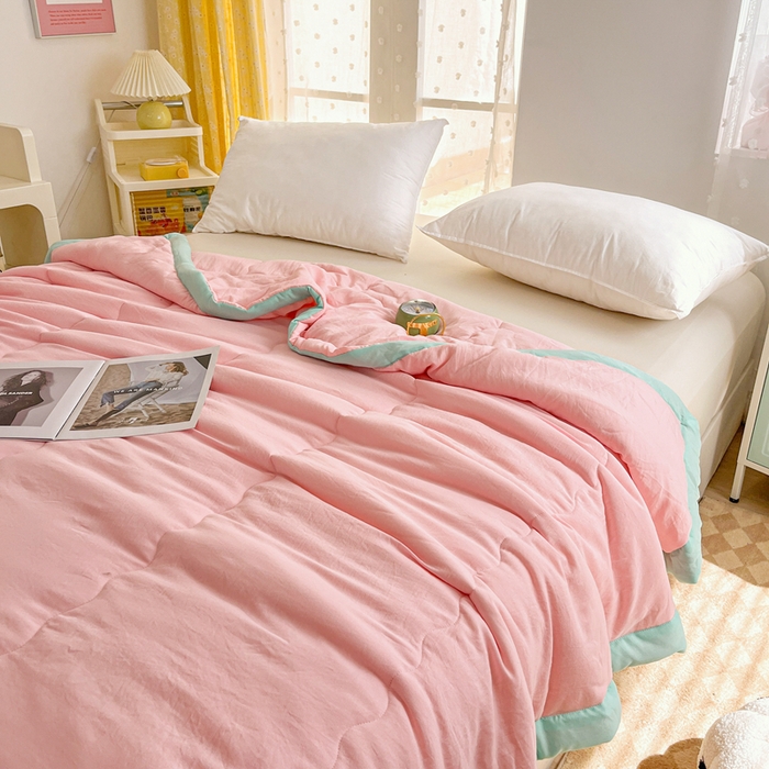 91家纺网 家纺一手货源 找家纺 （总）默忆 2026新款A类双层纱水洗棉麻大豆夏被被子被芯