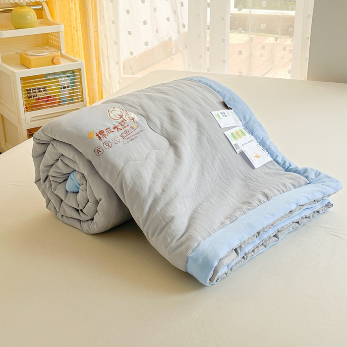 91家纺网 家纺一手货源 找家纺 默忆 2026新款A类双层纱水洗棉麻大豆夏被被子被芯 火岩灰