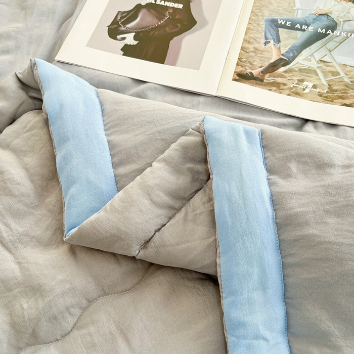 91家纺网 家纺一手货源 找家纺 默忆 2026新款A类双层纱水洗棉麻大豆夏被被子被芯 火岩灰