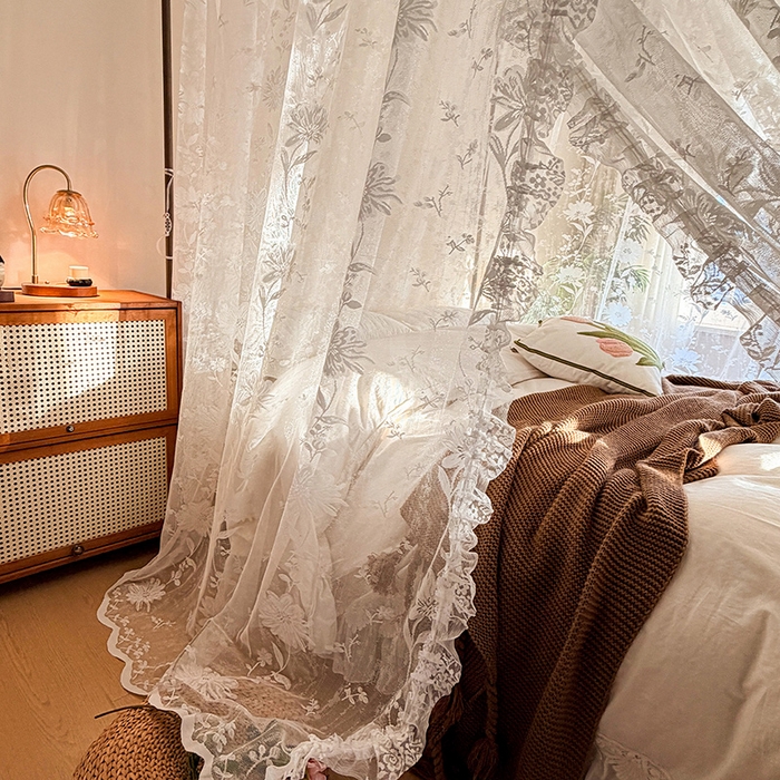 91家纺网 家纺一手货源 找家纺 （总）都市缘蚊帐 2026新款浪漫落地蕾丝花边蚊帐905提花系带系列