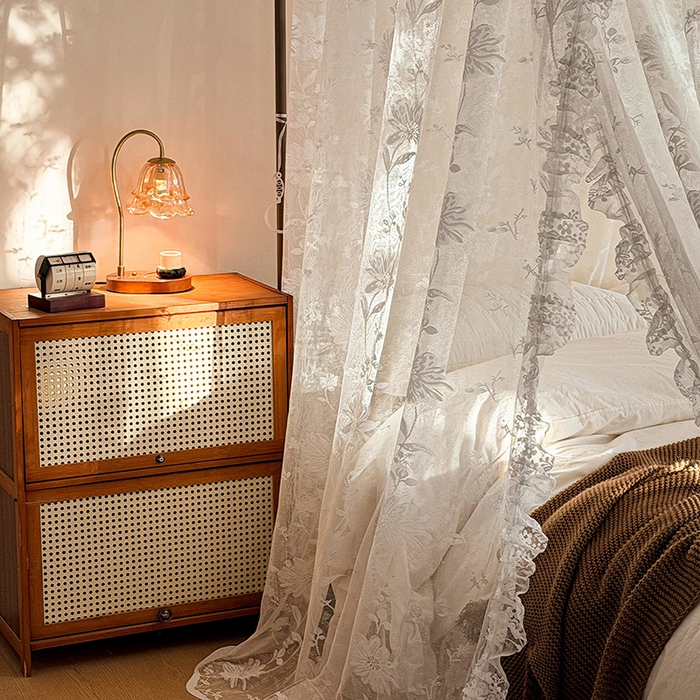 91家纺网 家纺一手货源 找家纺 （总）都市缘蚊帐 2026新款浪漫落地蕾丝花边蚊帐905提花系带系列