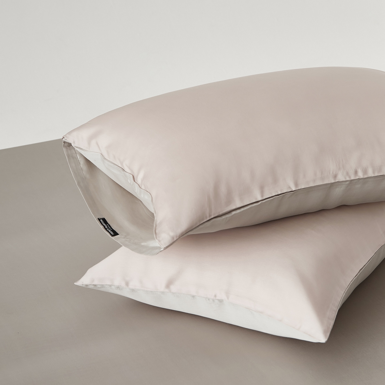 EH家居 2026春夏新款简约纯色天丝单品枕套（AB版）（被套同款） 仲夏-粉灰