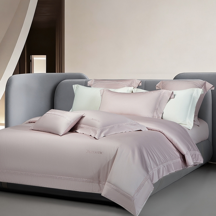 91家纺网 家纺一手货源 找家纺 诗黛尔 2026春夏新款长绒棉刺绣四件套-逸美系列 逸美-淡雅紫