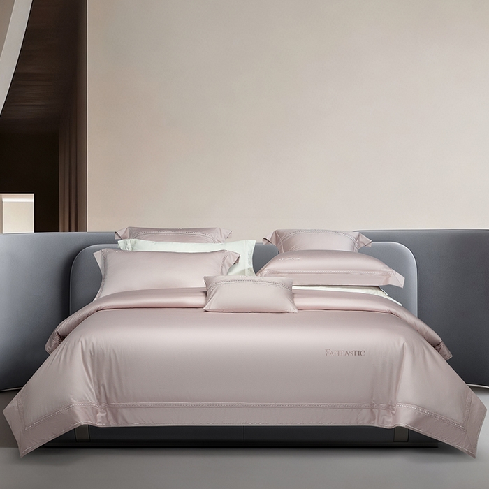 91家纺网 家纺一手货源 找家纺 诗黛尔 2026春夏新款长绒棉刺绣四件套-逸美系列 逸美-淡雅紫