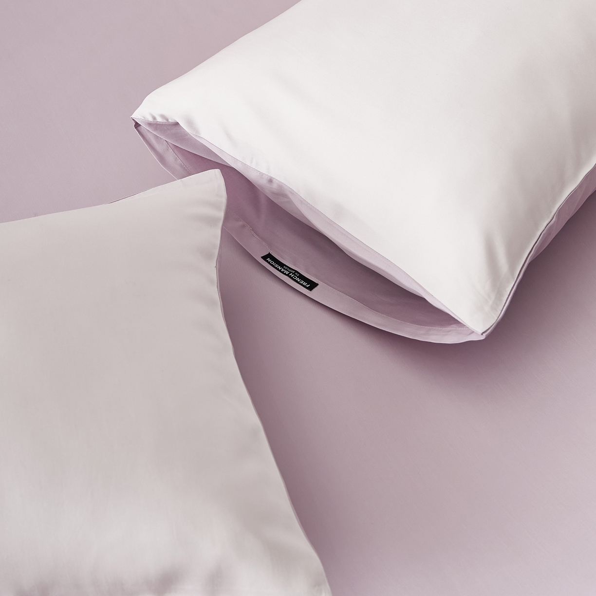 91家纺网 家纺一手货源 找家纺 EH家居 2026春夏新款简约纯色天丝单品枕套（AB版）（被套同款） 仲夏-浅樱粉紫