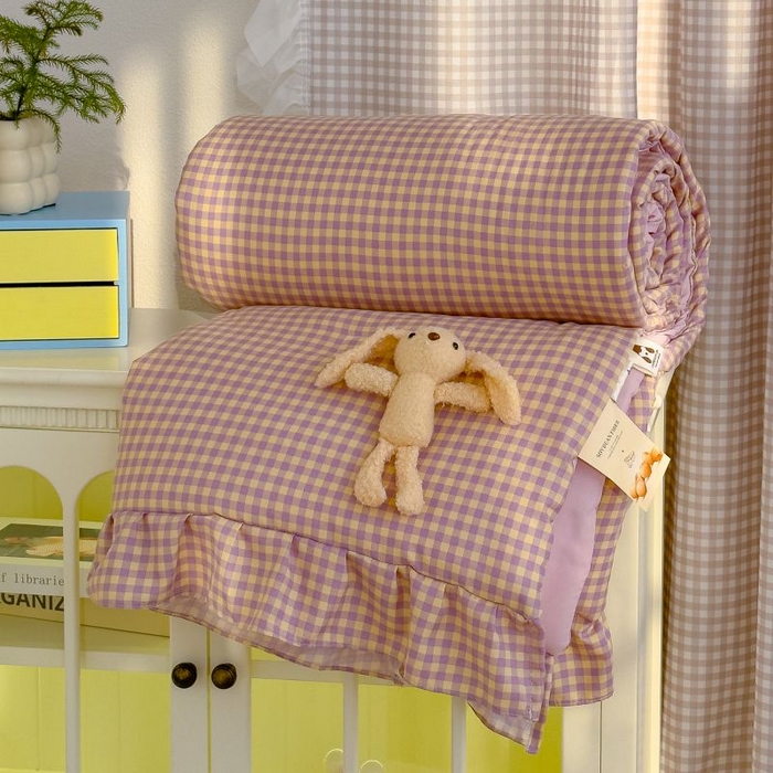 91家纺网 家纺一手货源 找家纺 （总）默忆 2026新款A类水洗棉双层纱花边夏被夏凉被空调被被子被芯