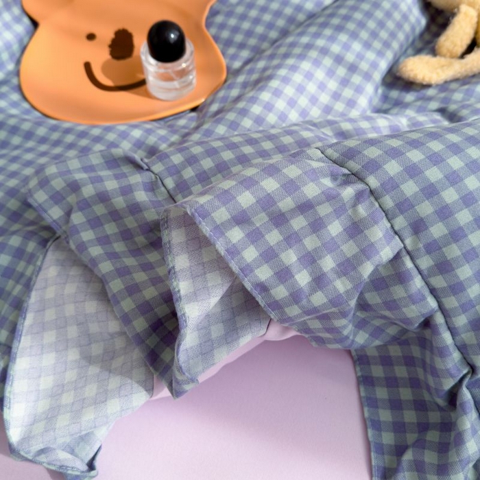 91家纺网 家纺一手货源 找家纺 默忆 2026新款A类水洗棉双层纱花边夏被夏凉被空调被被子被芯 深蓝小格