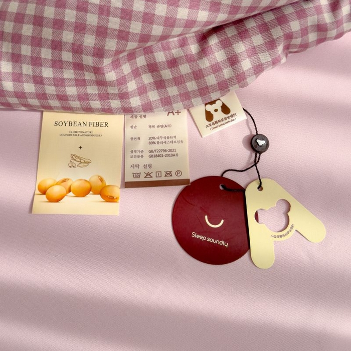 91家纺网 家纺一手货源 找家纺 默忆 2026新款A类水洗棉双层纱花边夏被夏凉被空调被被子被芯 紫粉小格