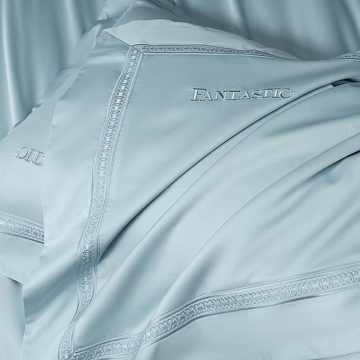 91家纺网 家纺一手货源 找家纺 诗黛尔 2026春夏新款长绒棉刺绣四件套-逸美系列 逸美-极光蓝