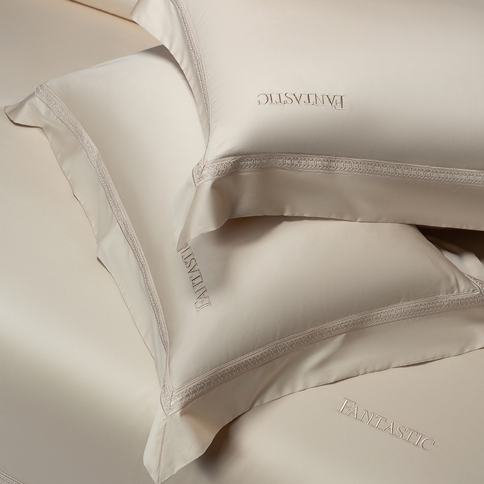 91家纺网 家纺一手货源 找家纺 诗黛尔 2026春夏新款长绒棉刺绣四件套-逸美系列 逸美-卡其色