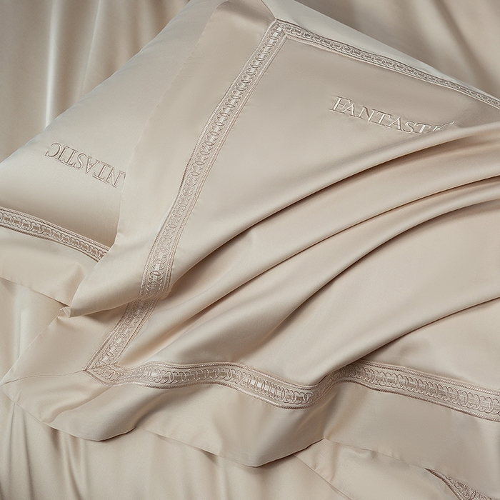 91家纺网 家纺一手货源 找家纺 诗黛尔 2026春夏新款长绒棉刺绣四件套-逸美系列 逸美-卡其色