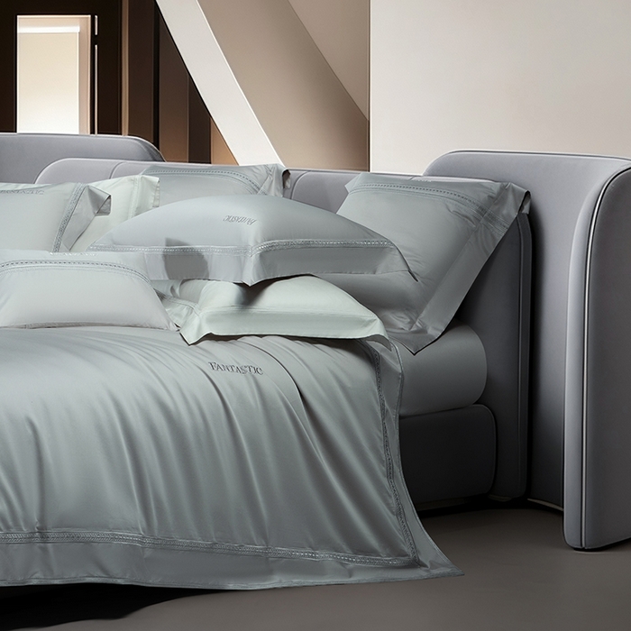 91家纺网 家纺一手货源 找家纺 诗黛尔 2026春夏新款长绒棉刺绣四件套-逸美系列 逸美-绅士灰