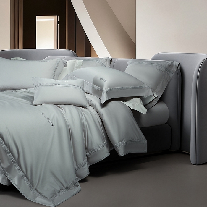 91家纺网 家纺一手货源 找家纺 诗黛尔 2026春夏新款长绒棉刺绣四件套-逸美系列 逸美-绅士灰