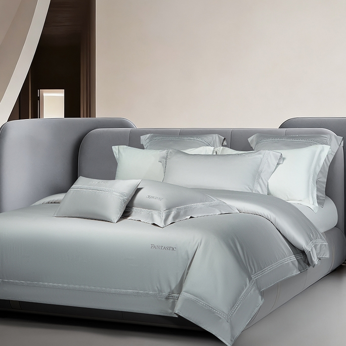 91家纺网 家纺一手货源 找家纺 诗黛尔 2026春夏新款长绒棉刺绣四件套-逸美系列 逸美-绅士灰