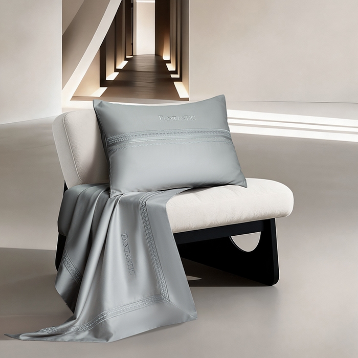 91家纺网 家纺一手货源 找家纺 诗黛尔 2026春夏新款长绒棉刺绣四件套-逸美系列 逸美-绅士灰