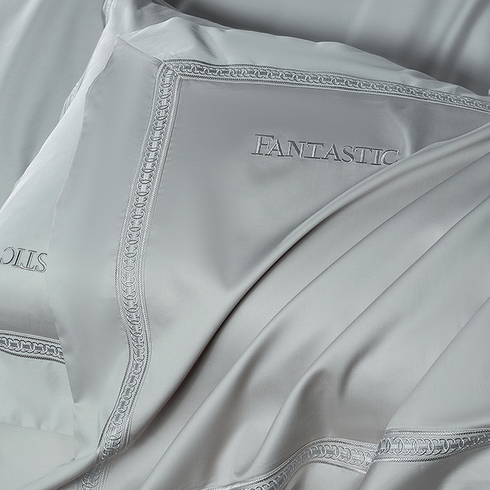 91家纺网 家纺一手货源 找家纺 诗黛尔 2026春夏新款长绒棉刺绣四件套-逸美系列 逸美-绅士灰