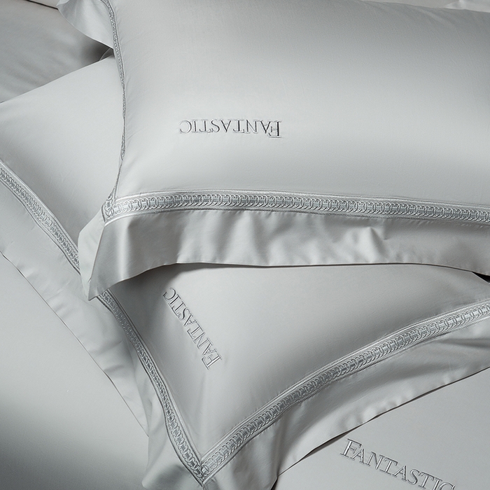 91家纺网 家纺一手货源 找家纺 诗黛尔 2026春夏新款长绒棉刺绣四件套-逸美系列 逸美-绅士灰