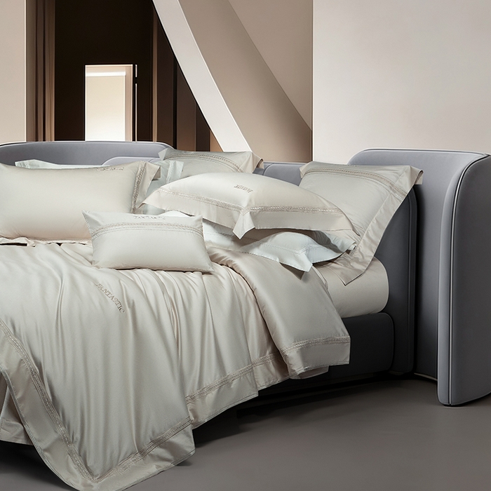 91家纺网 家纺一手货源 找家纺 诗黛尔 2026春夏新款长绒棉刺绣四件套-逸美系列 逸美-香槟金