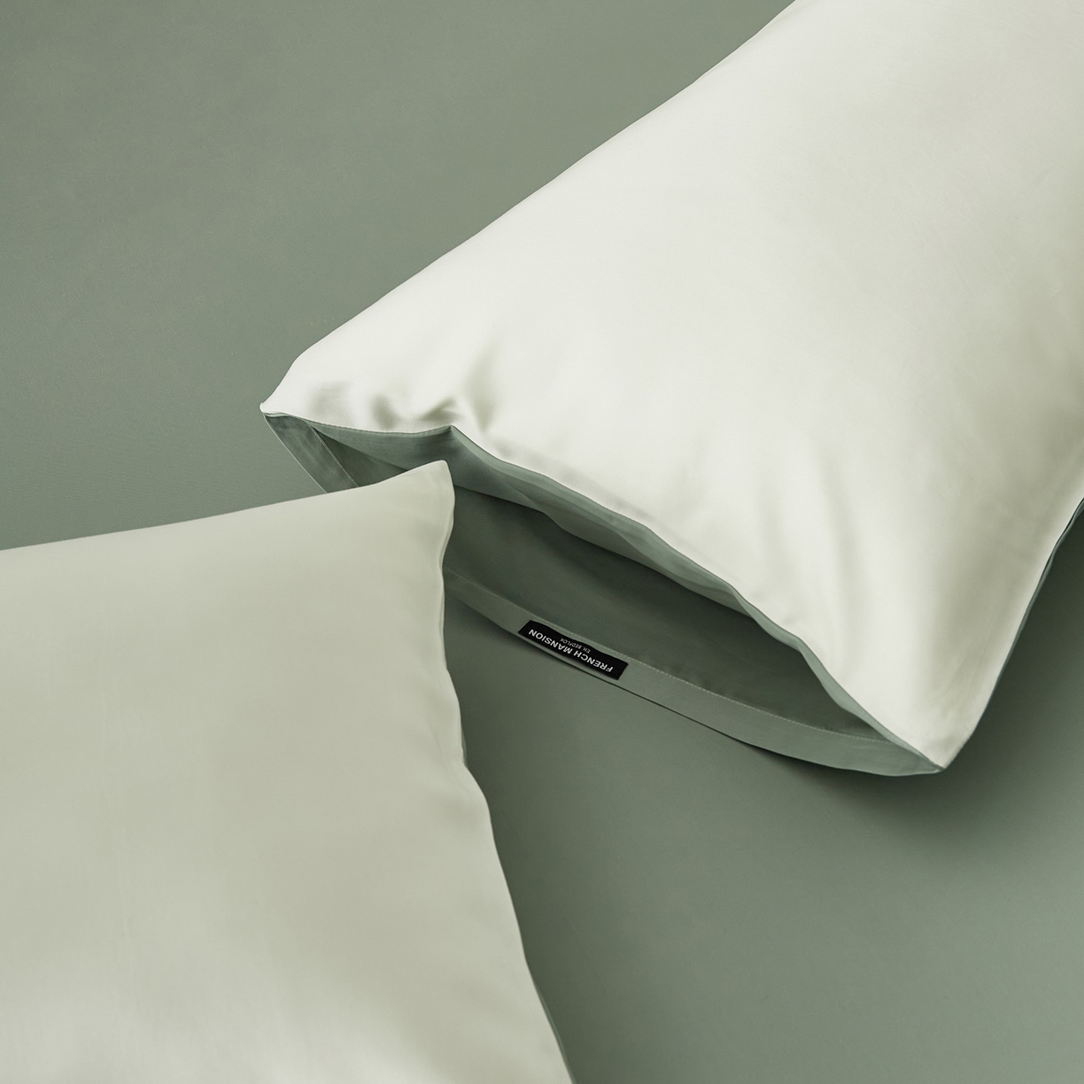 91家纺网 家纺一手货源 找家纺 EH家居 2026春夏新款简约纯色天丝单品枕套（AB版）（被套同款） 仲夏-仲夏夜绿