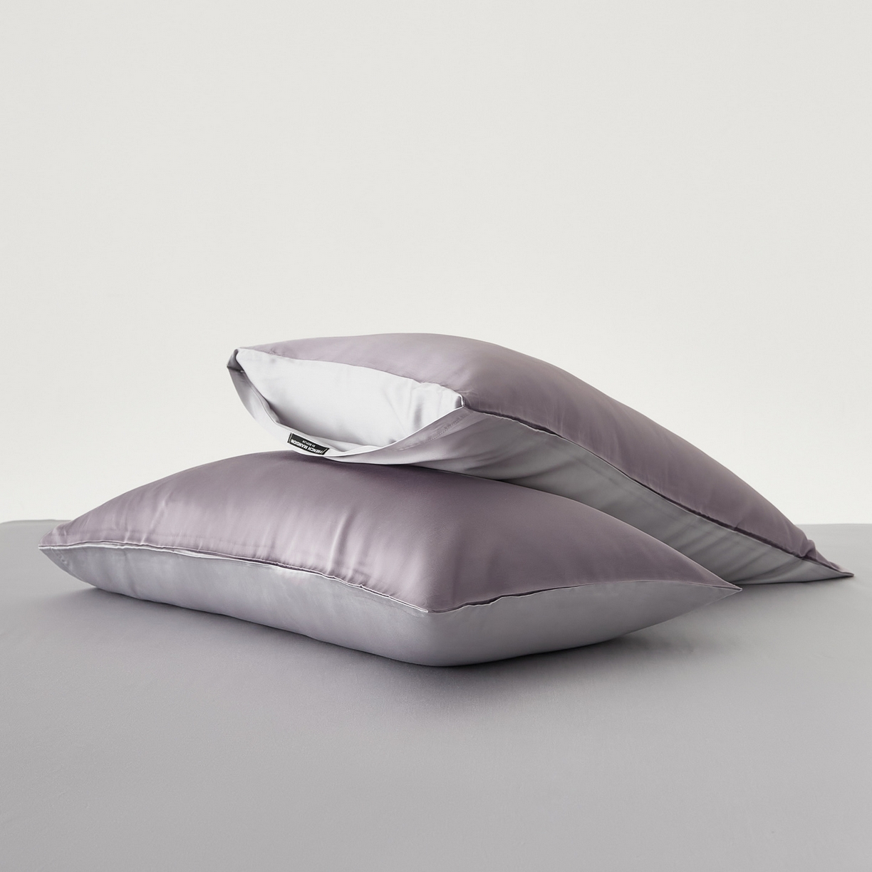 91家纺网 家纺一手货源 找家纺 EH家居 2026春夏新款简约纯色天丝单品枕套（AB版）（被套同款） 仲夏-紫灰