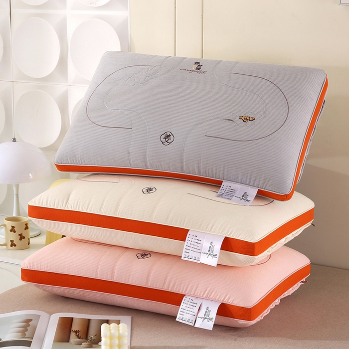 91家纺网 家纺一手货源 找家纺 浩宇家纺 2026新款雪尼绒枕头枕芯单人刺绣护颈枕成人家用舒适款6304 组合图仅做展示不可下单