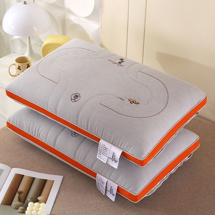 91家纺网 家纺一手货源 找家纺 （总）浩宇家纺 2026新款雪尼绒枕头枕芯单人刺绣护颈枕成人家用舒适款6304