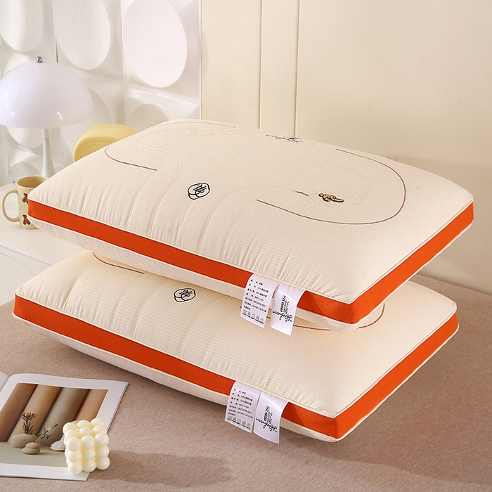 91家纺网 家纺一手货源 找家纺 浩宇家纺 2026新款雪尼绒枕头枕芯单人刺绣护颈枕成人家用舒适款6304 姜舒暖-立体白色