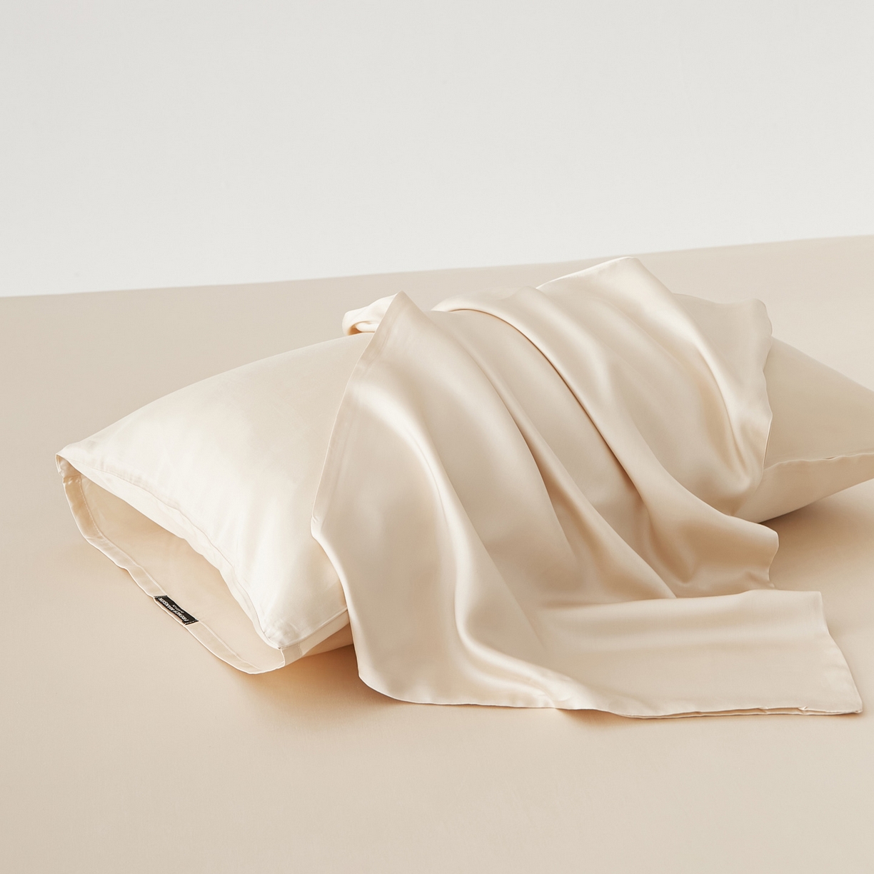 91家纺网 家纺一手货源 找家纺 EH家居 2026春夏新款简约纯色天丝单品枕套（AA版）（床单床笠同款） 奶油香槟