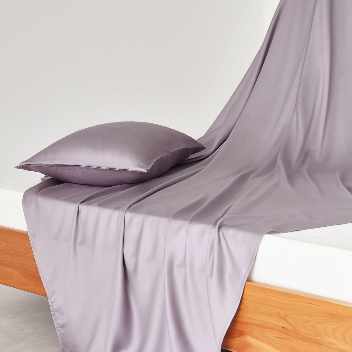 91家纺网 家纺一手货源 找家纺 EH家居 2026春夏新款简约纯色天丝单品床单 富贵紫