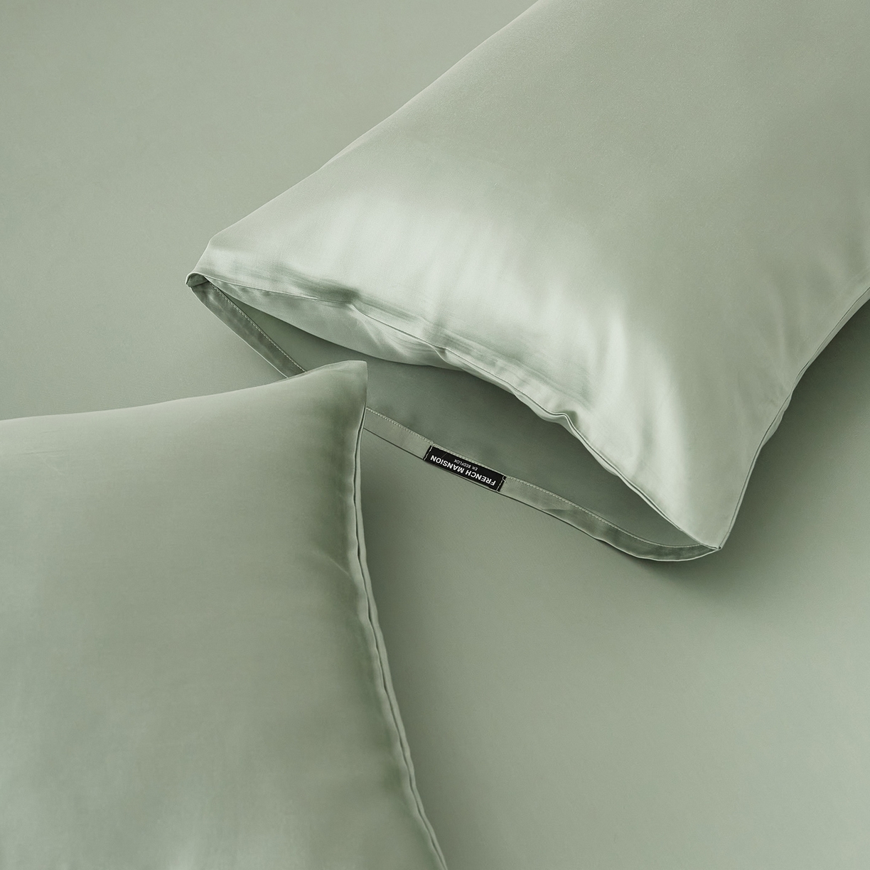 91家纺网 家纺一手货源 找家纺 EH家居 2026春夏新款简约纯色天丝单品枕套（AA版）（床单床笠同款） 松香绿