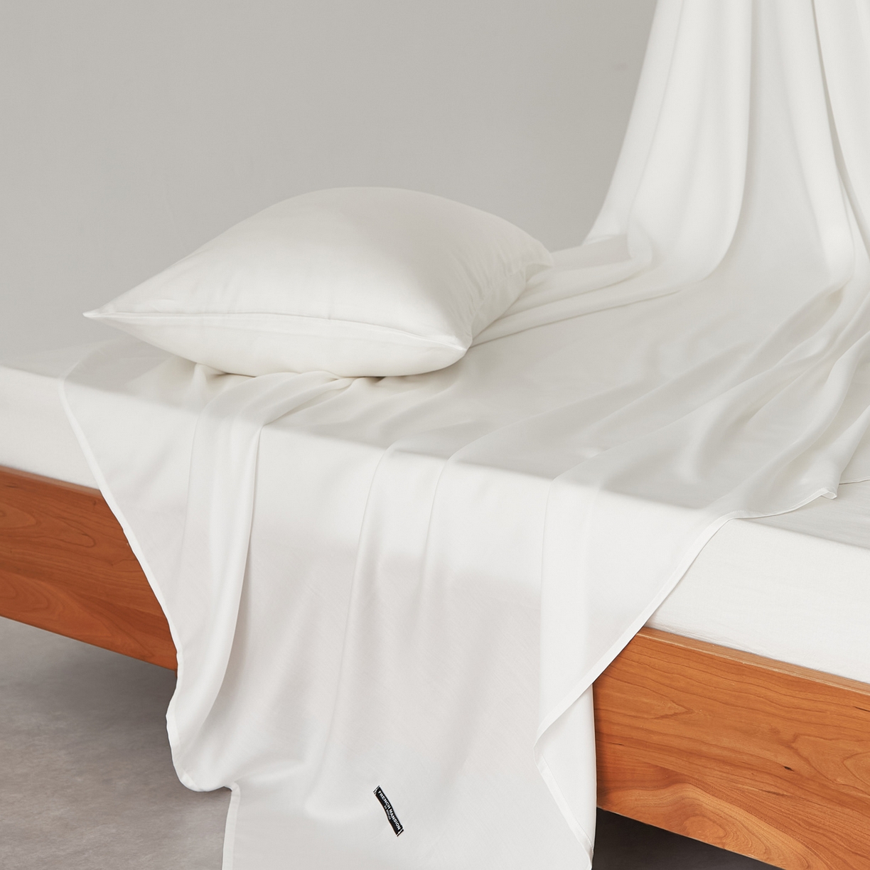 91家纺网 家纺一手货源 找家纺 EH家居 2026春夏新款简约纯色天丝单品床单 贵族白