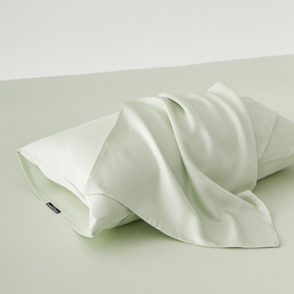 91家纺网 家纺一手货源 找家纺 EH家居 2026春夏新款简约纯色天丝单品枕套（AA版）（床单床笠同款） 微雨青