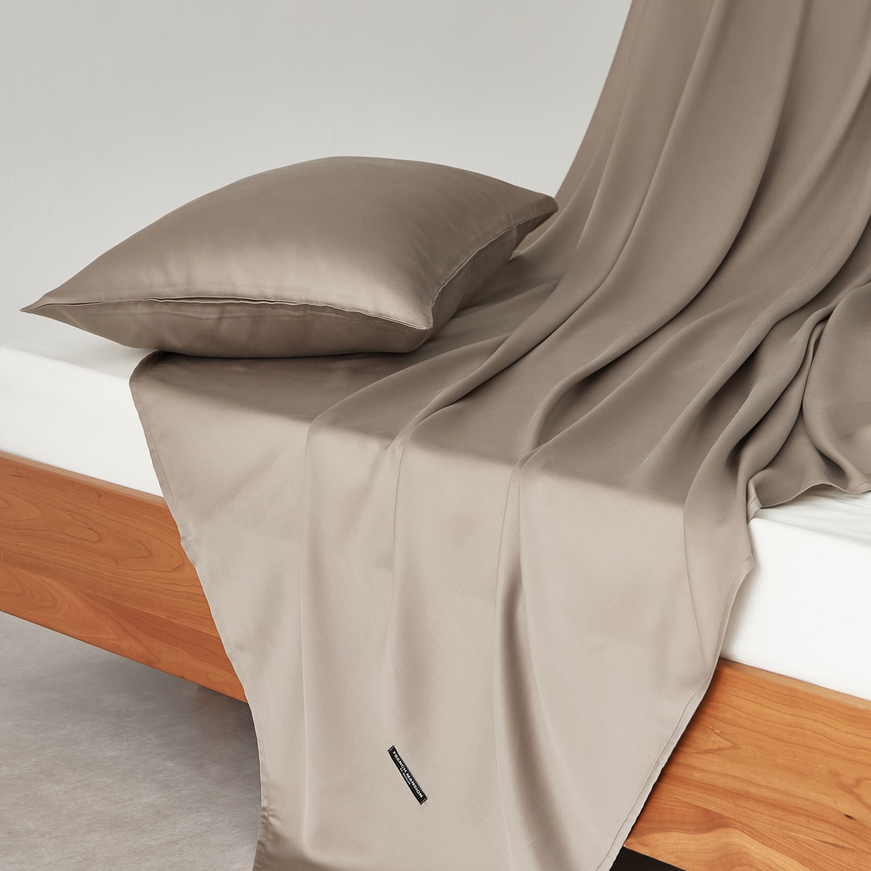 91家纺网 家纺一手货源 找家纺 EH家居 2026春夏新款简约纯色天丝单品床单 姜饼棕