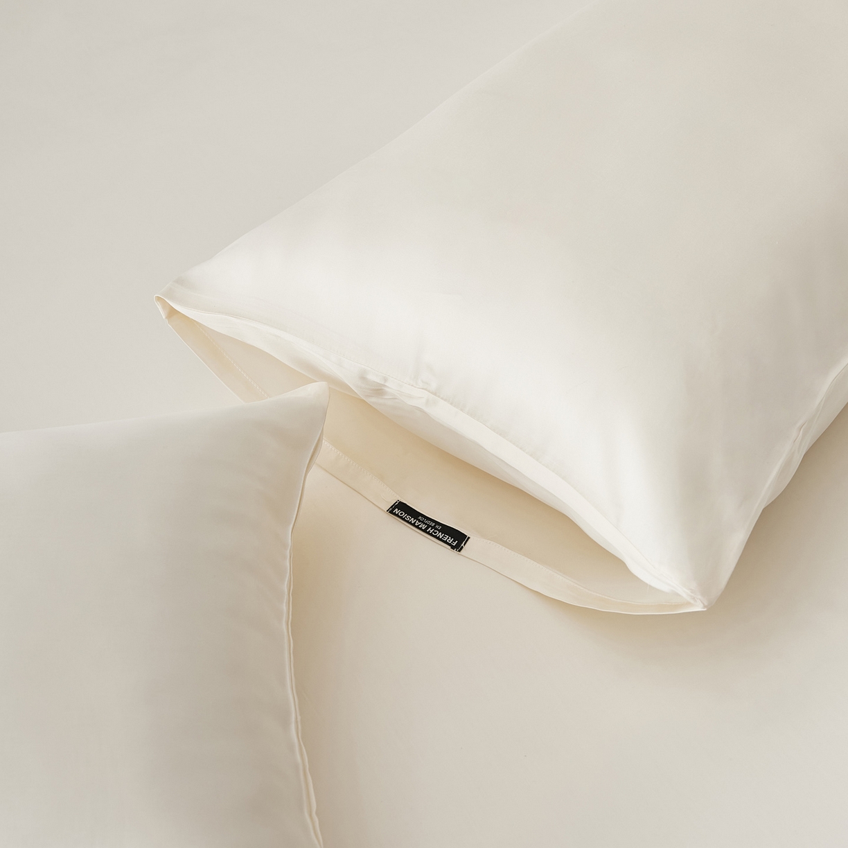 91家纺网 家纺一手货源 找家纺 EH家居 2026春夏新款简约纯色天丝单品枕套（AA版）（床单床笠同款） 珍珠米白