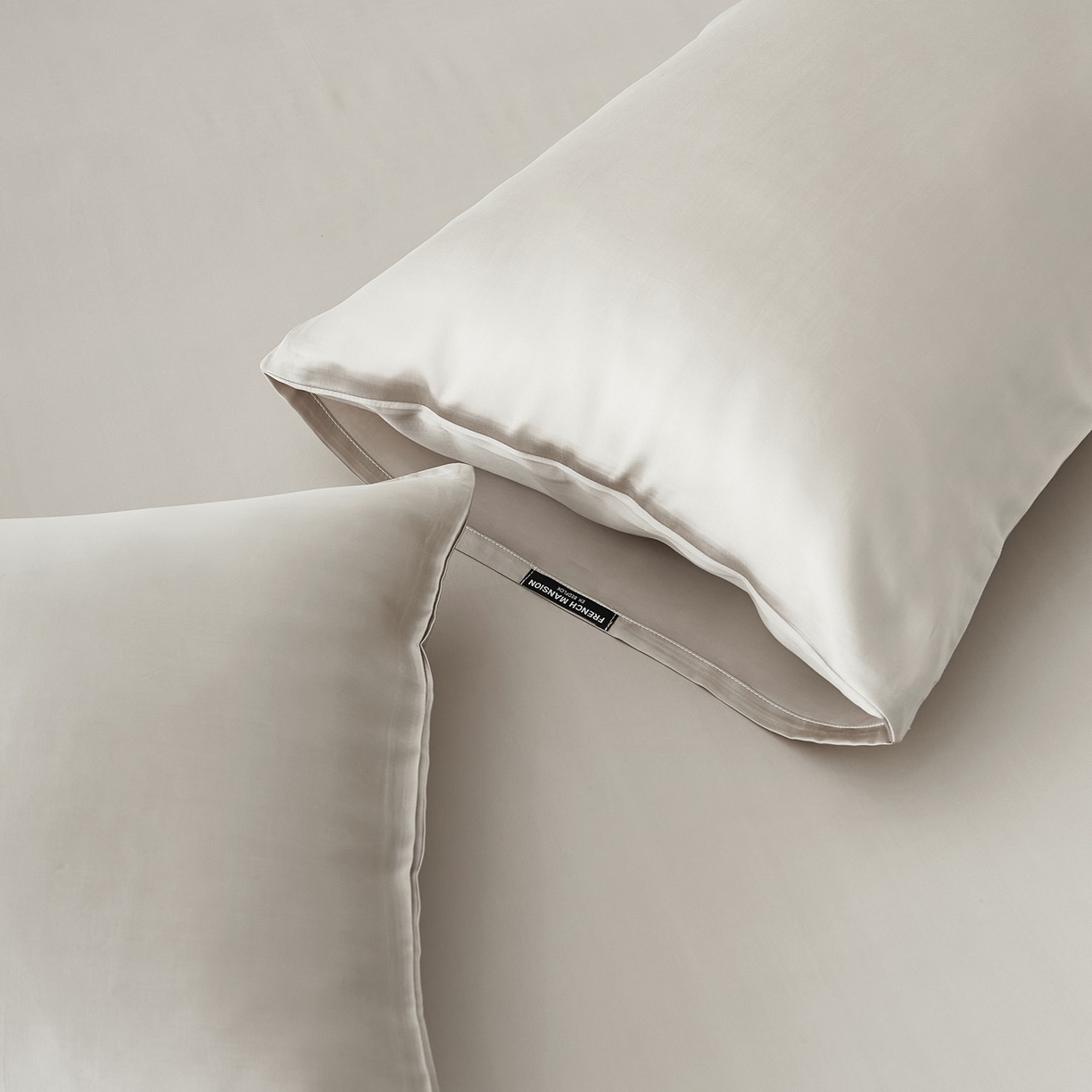 91家纺网 家纺一手货源 找家纺 EH家居 2026春夏新款简约纯色天丝单品枕套（AA版）（床单床笠同款） 珍珠蜜灰