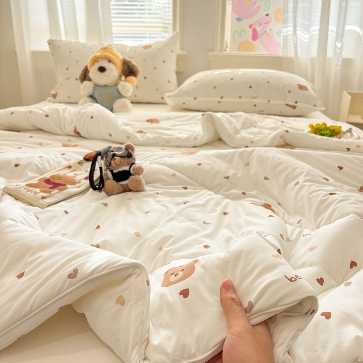 91家纺网 家纺一手货源 找家纺 益多眠 【同款超低价】2026新款锦氨夏凉被凉感丝夏被空调被单人夏被自带凉感冰丝夏被【四周踩棉】 爱心小熊