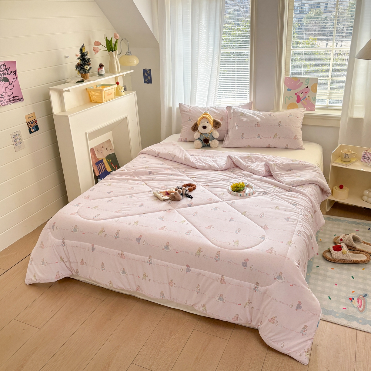 91家纺网 家纺一手货源 找家纺 益多眠 【同款超低价】2026新款锦氨夏凉被凉感丝夏被空调被单人夏被自带凉感冰丝夏被【四周踩棉】 粉裙女孩