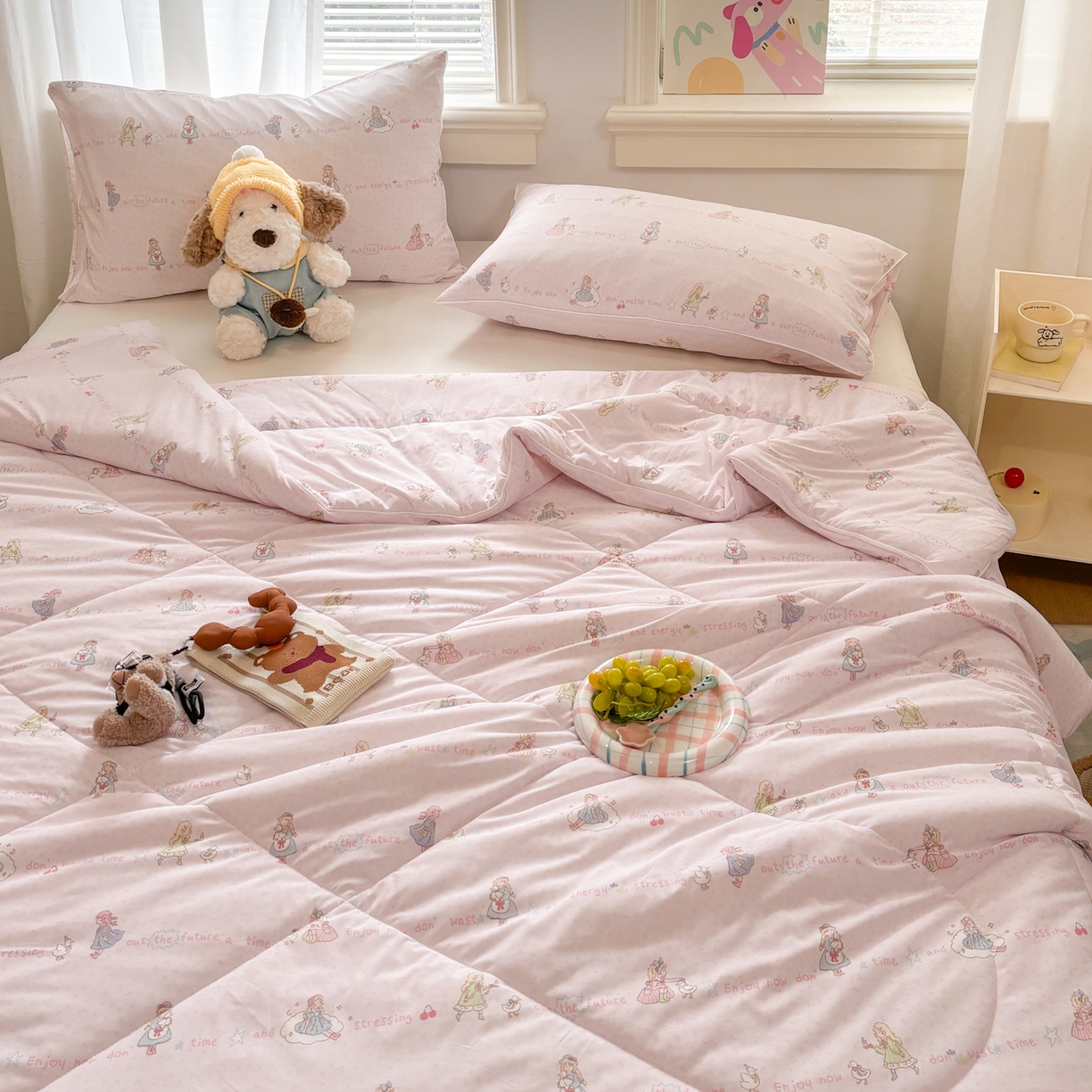 91家纺网 家纺一手货源 找家纺 益多眠 【同款超低价】2026新款锦氨夏凉被凉感丝夏被空调被单人夏被自带凉感冰丝夏被【四周踩棉】 粉裙女孩