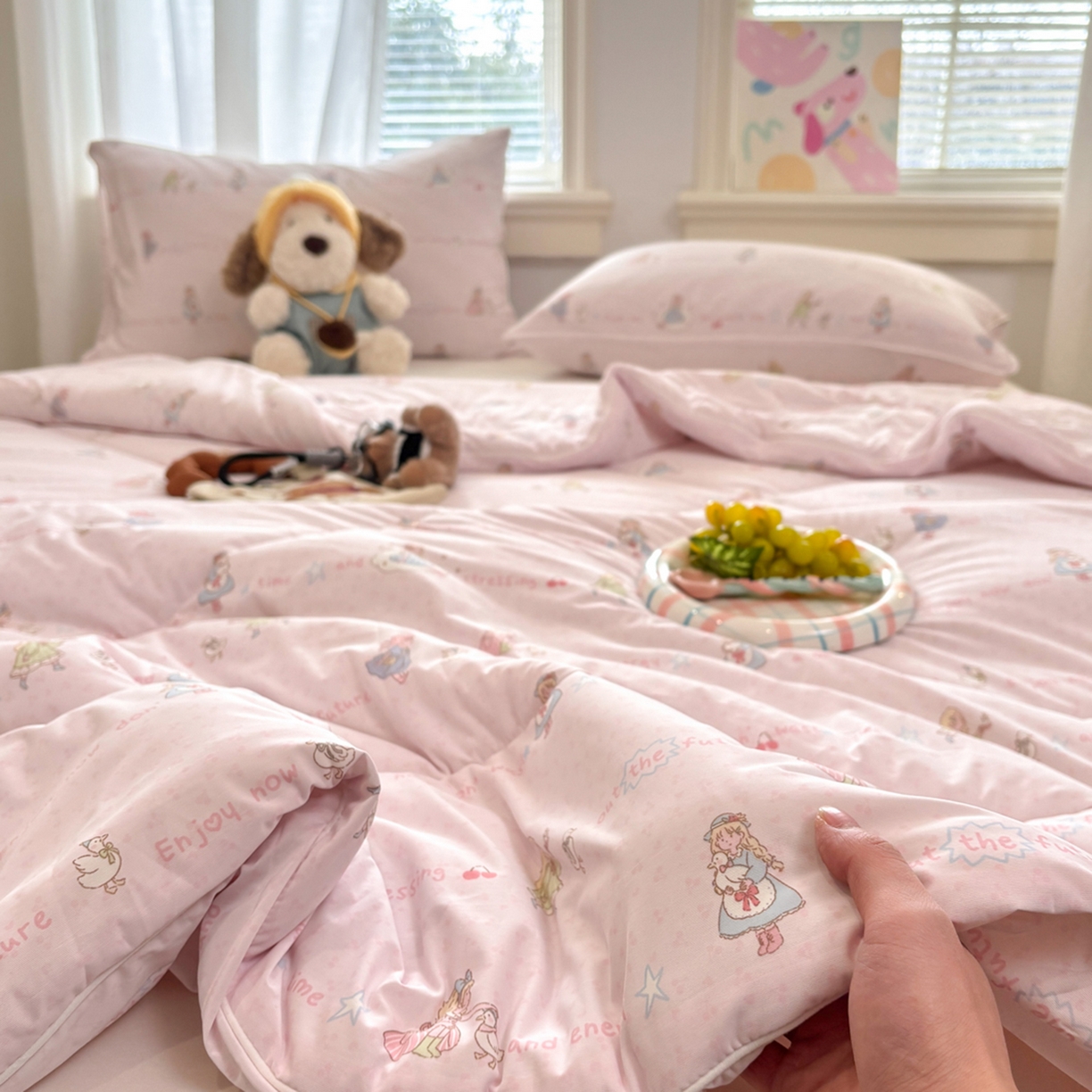 91家纺网 家纺一手货源 找家纺 益多眠 【同款超低价】2026新款锦氨夏凉被凉感丝夏被空调被单人夏被自带凉感冰丝夏被【四周踩棉】 粉裙女孩