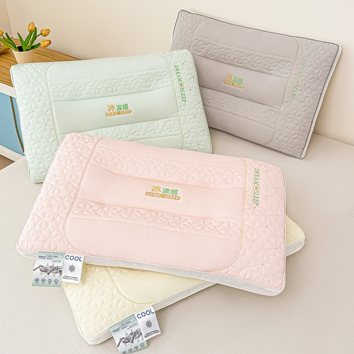 91家纺网 家纺一手货源 找家纺 （总）浩宇家纺 2026新款冰丝凉感枕头枕芯刺绣护颈枕成人家用舒适定型款6308