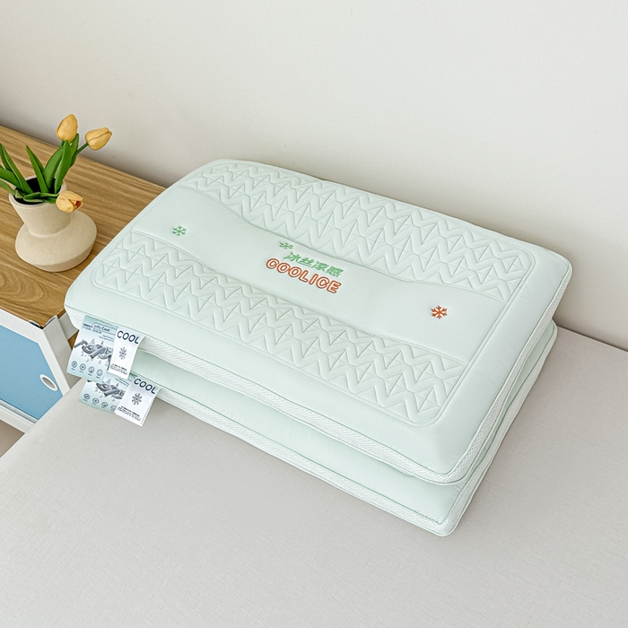 浩宇家纺 2026新款冰丝凉感枕头枕芯刺绣护颈枕成人家用舒适定型款6308 绿色