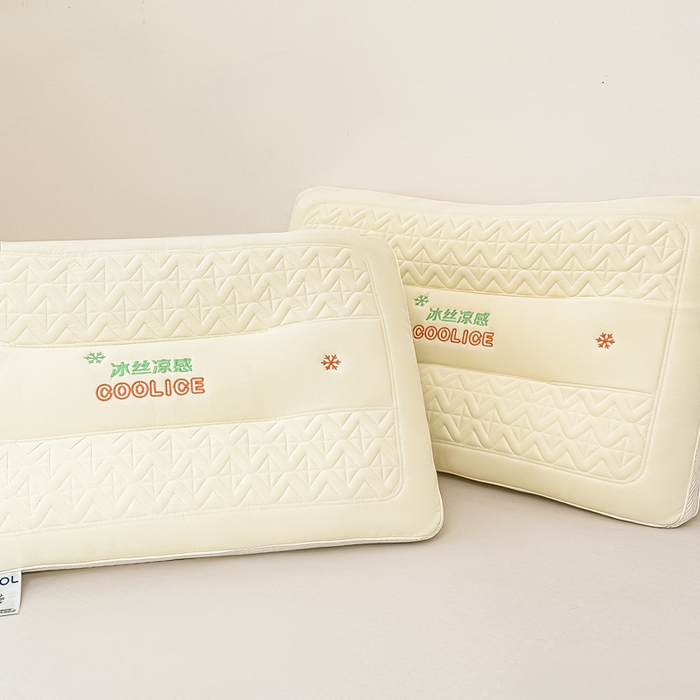 91家纺网 家纺一手货源 找家纺 浩宇家纺 2026新款冰丝凉感枕头枕芯刺绣护颈枕成人家用舒适定型款6308 黄色