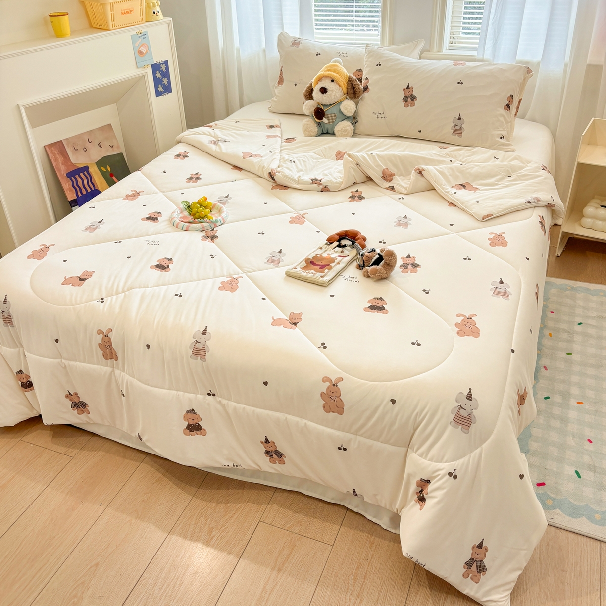 91家纺网 家纺一手货源 找家纺 益多眠 【同款超低价】2026新款锦氨夏凉被凉感丝夏被空调被单人夏被自带凉感冰丝夏被【四周踩棉】 萌宠派对