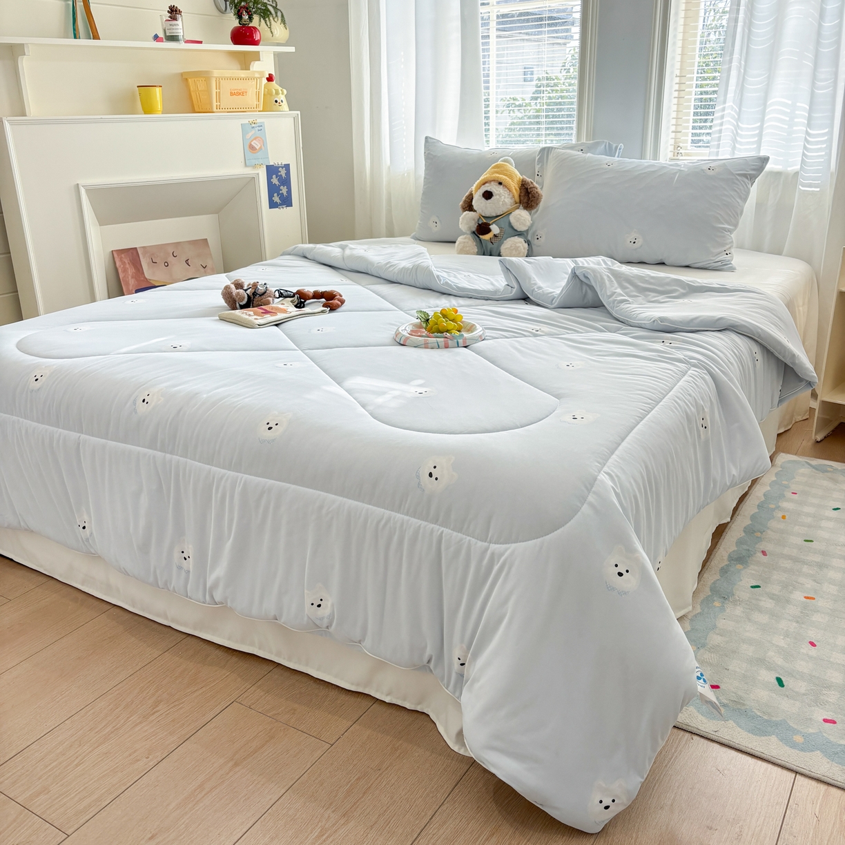 91家纺网 家纺一手货源 找家纺 益多眠 【同款超低价】2026新款锦氨夏凉被凉感丝夏被空调被单人夏被自带凉感冰丝夏被【四周踩棉】 泡芙狗