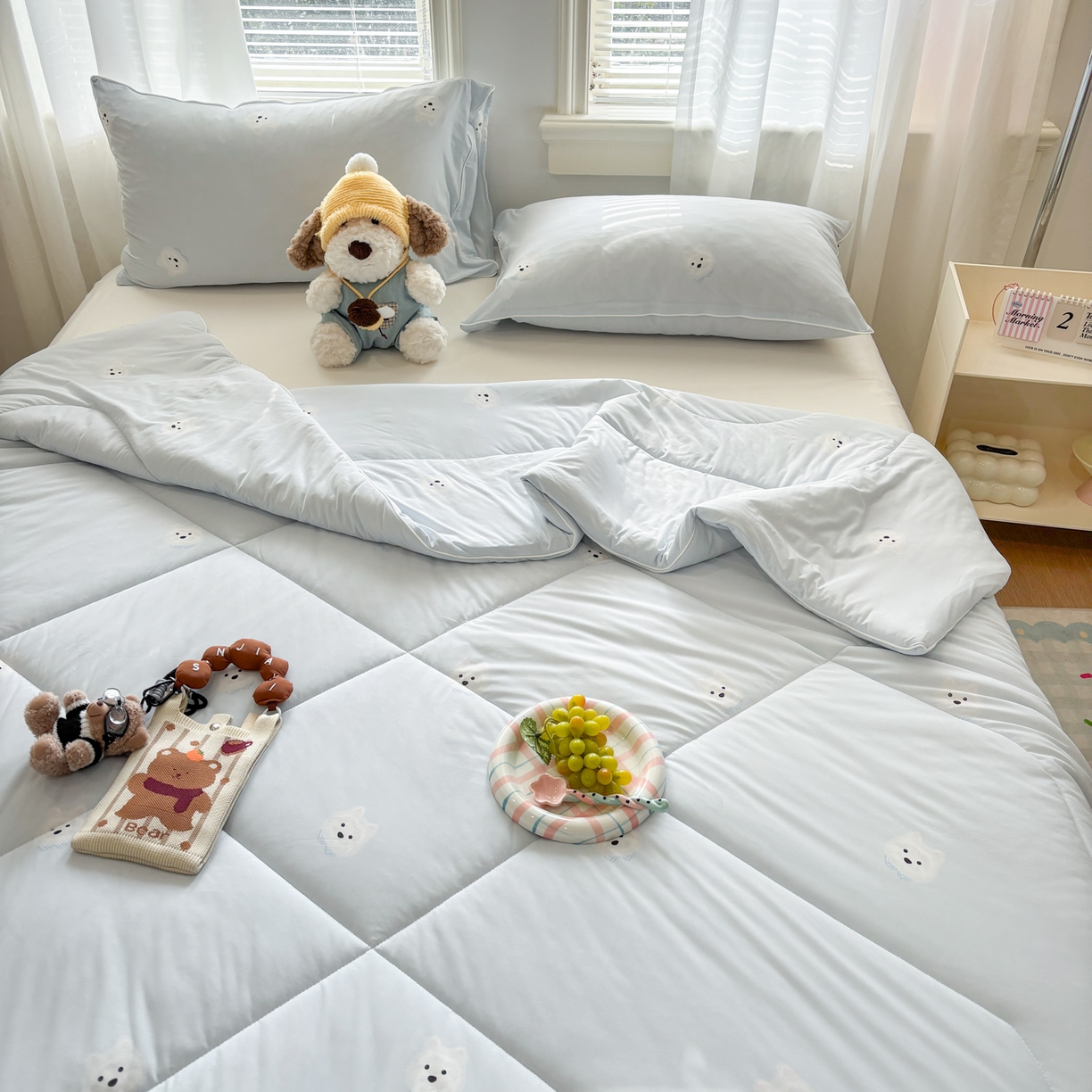 91家纺网 家纺一手货源 找家纺 益多眠 【同款超低价】2026新款锦氨夏凉被凉感丝夏被空调被单人夏被自带凉感冰丝夏被【四周踩棉】 泡芙狗